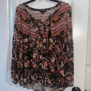 AE lace up front blouse